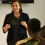 Executive Director Shelly Whitman trains multinational troops at a DMTC Aldershot training. Photo: Carl-Conradi